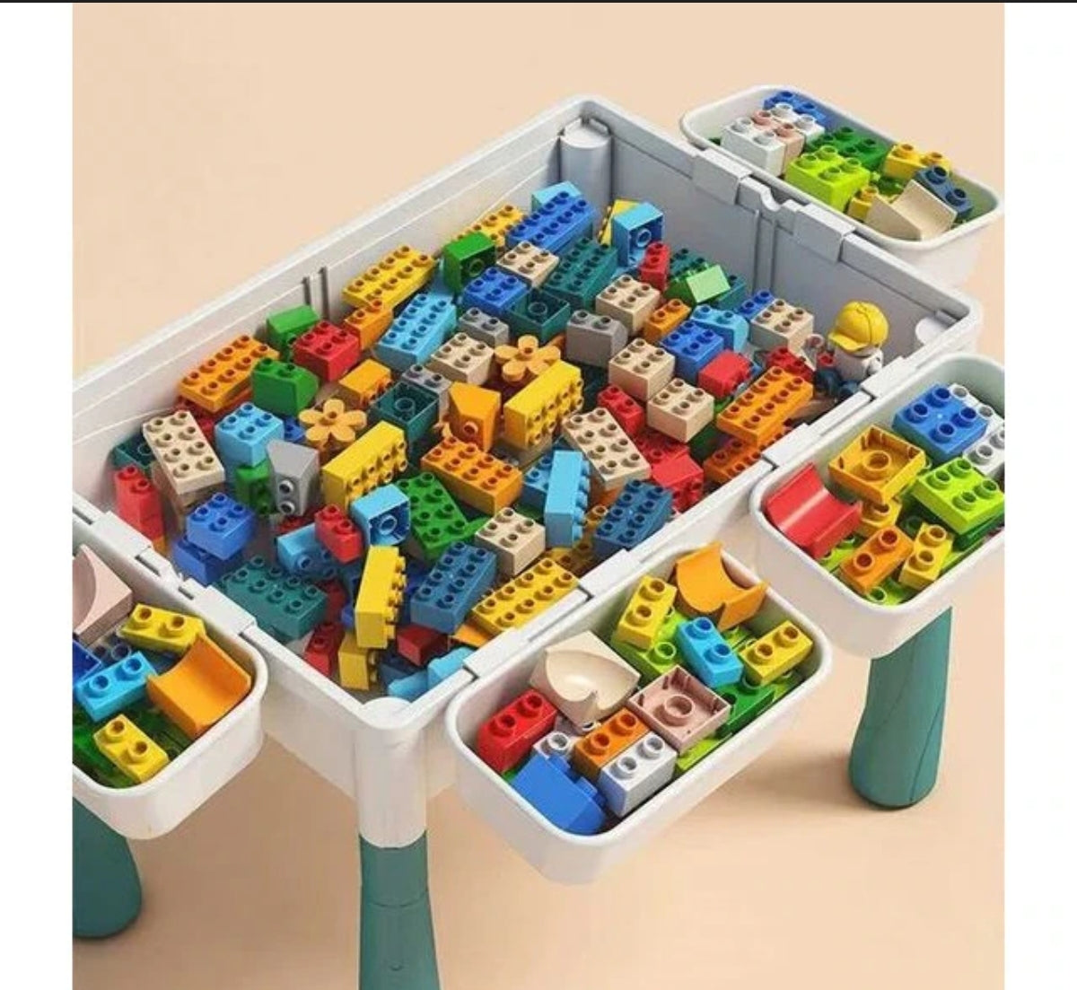 Masa lego multifunctionala 7 in 1 , mod pentru nisip, apa, studiu, depozitare jucarii, diferite activitati, Multicolor, 3 ani +