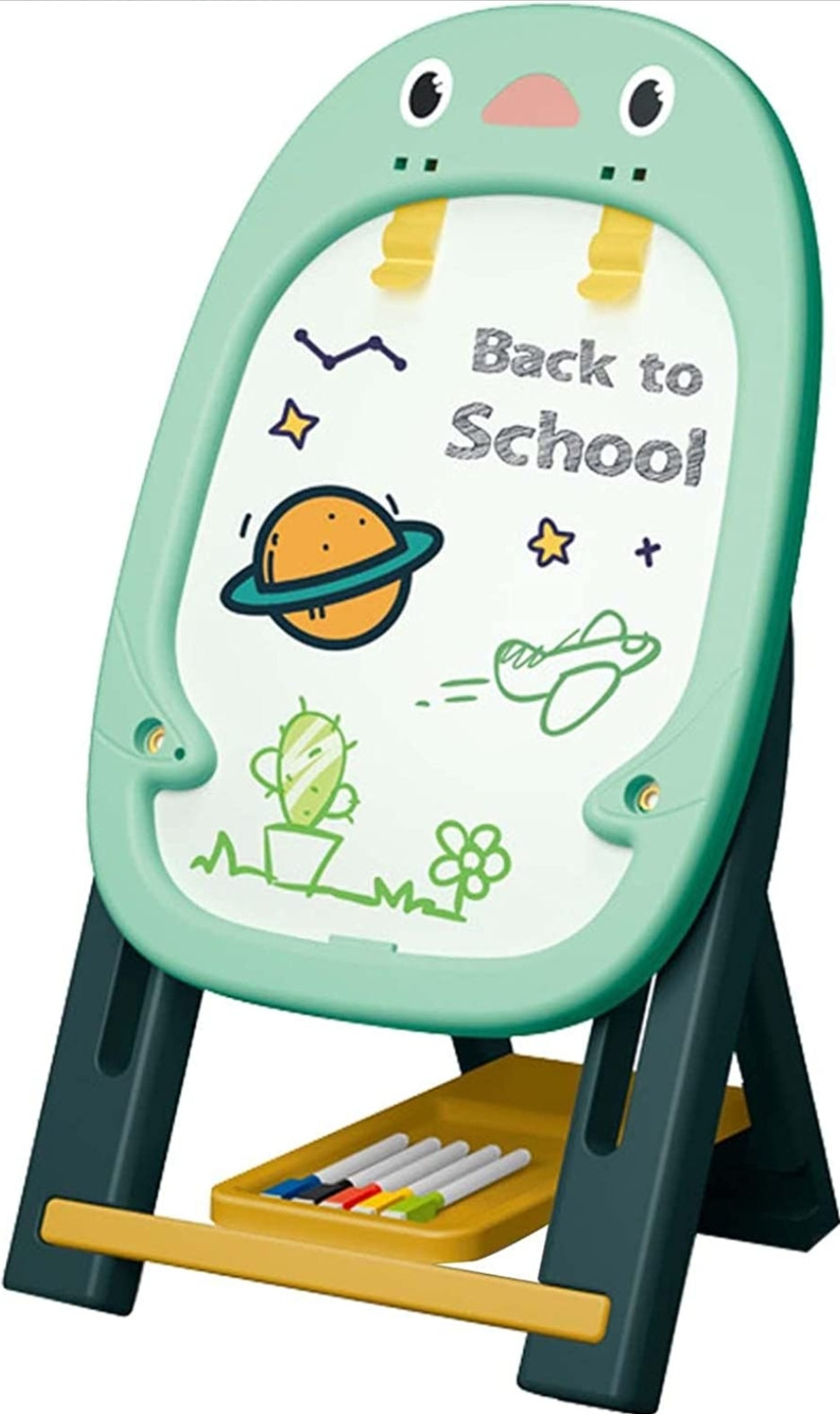 Set Sevalet Magnetic cu 2 fete, „LikeSmart Artist Drawing Board”, 46 piese, Spirograf, Creta, Markere, Verde