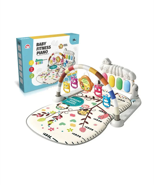 Centru de Activitati si Joaca, Saltea Interactiva pentru Copii / Bebe cu Sunete, Multifunctional, Pian si Oglinda Detasabile, Jucarii Zornaitoare, 4 Moduri de Joaca Interactive si Educative