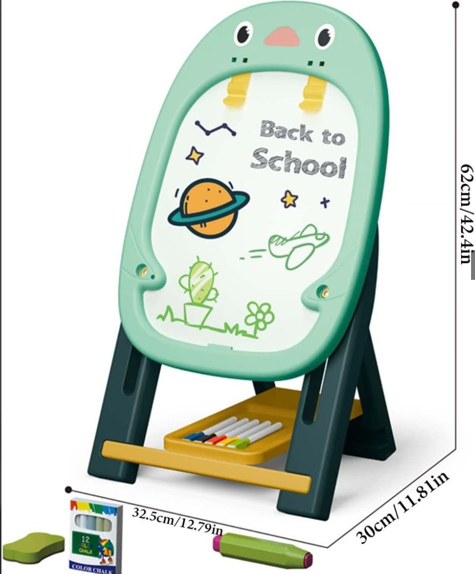 Set Sevalet Magnetic cu 2 fete, „LikeSmart Artist Drawing Board”, 46 piese, Spirograf, Creta, Markere, Verde