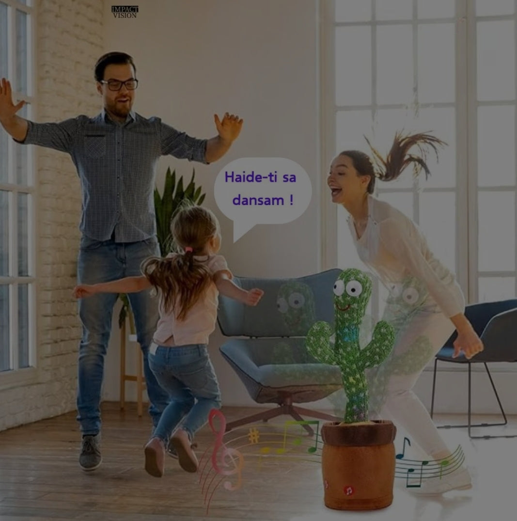 Jucarie Interactiva Cactus Vorbitor si Dansator Ericel, Imita, Canta si Danseaza, cu Acumulator si Cablu USB