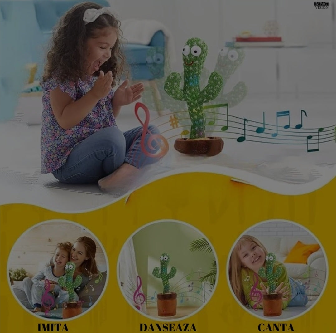 Jucarie Interactiva Cactus Vorbitor si Dansator Ericel, Imita, Canta si Danseaza, cu Acumulator si Cablu USB